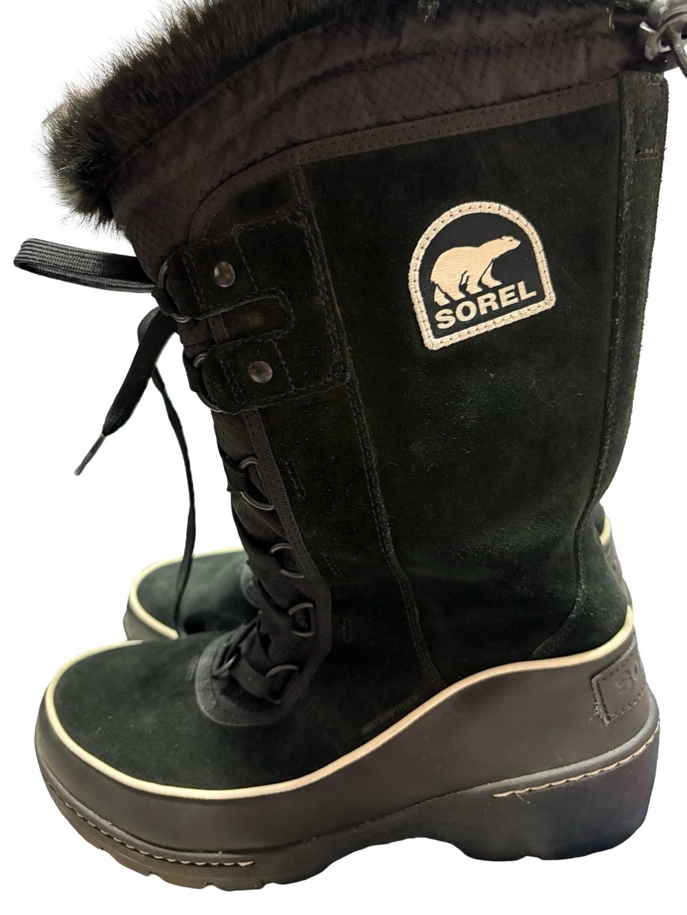 Sorel Tofino II Black Waterproof Insulated Faux Fur Winter Boots Size 9